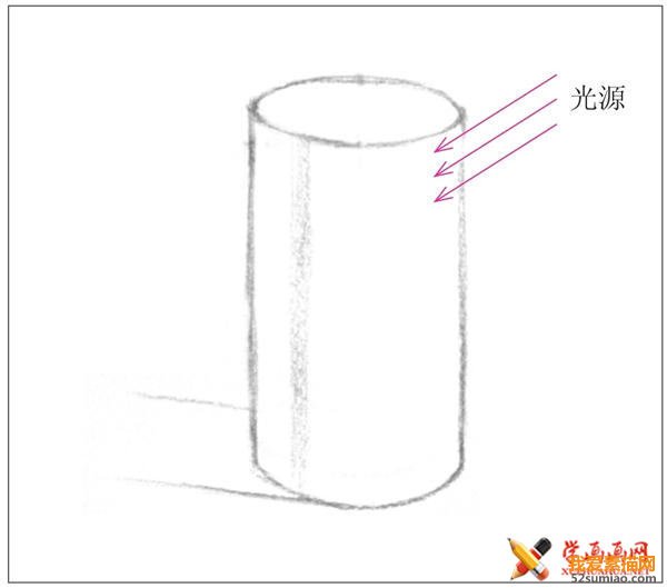 素描入門教系列程：素描幾何體圓柱體的畫法步驟(4)